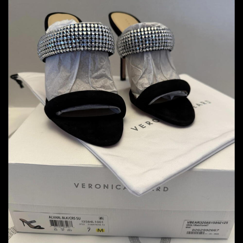 Veronica Beard Alvaro, Blk/CRS SU Black Crystal Size 7 NWT & Box With Dust Bag